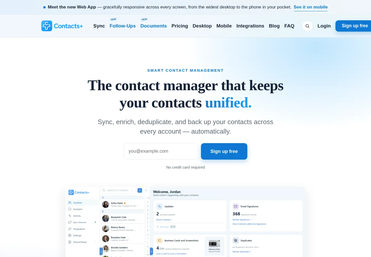 Screenshot of contactsplus.com