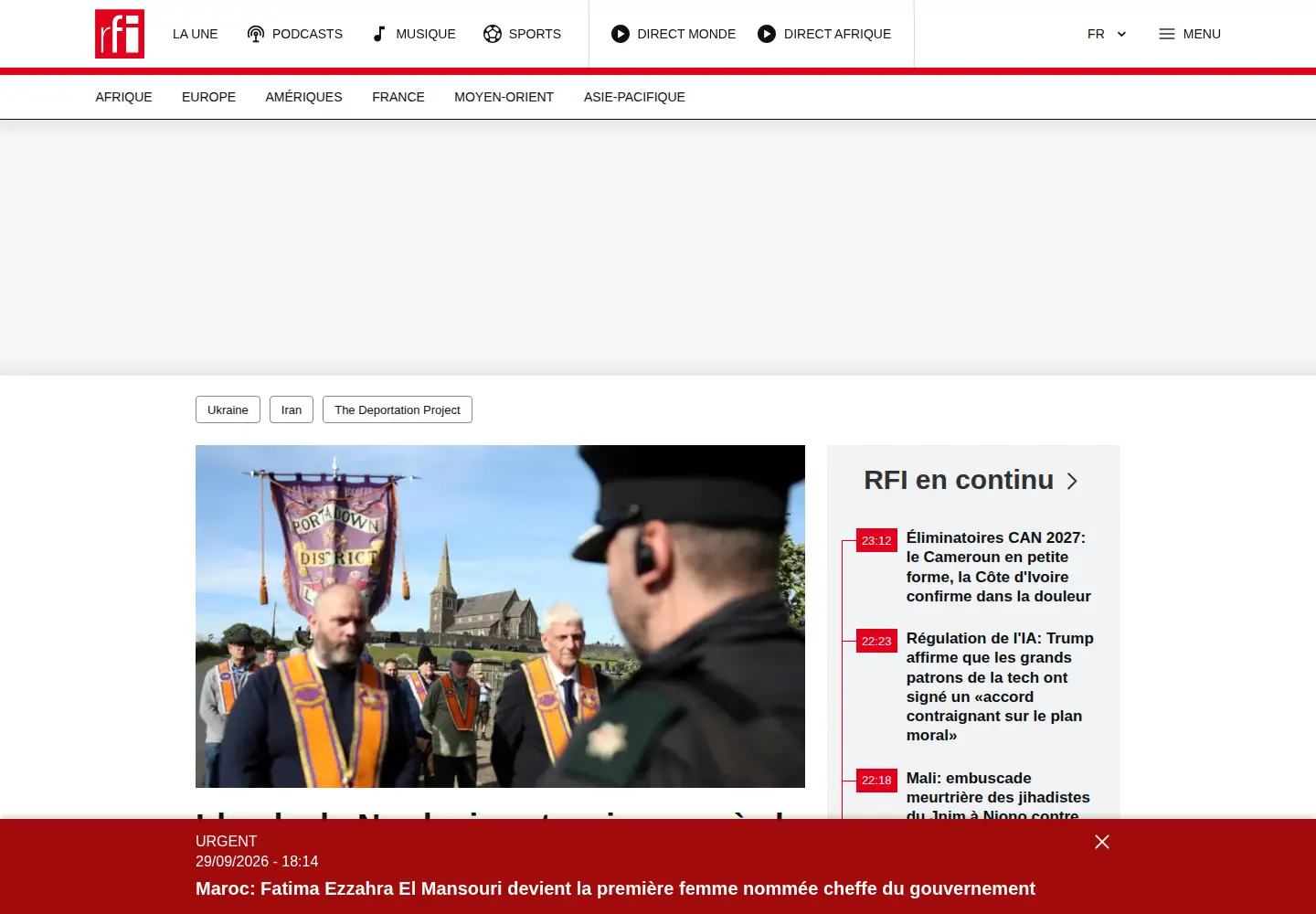 Screenshot of rfi.fr