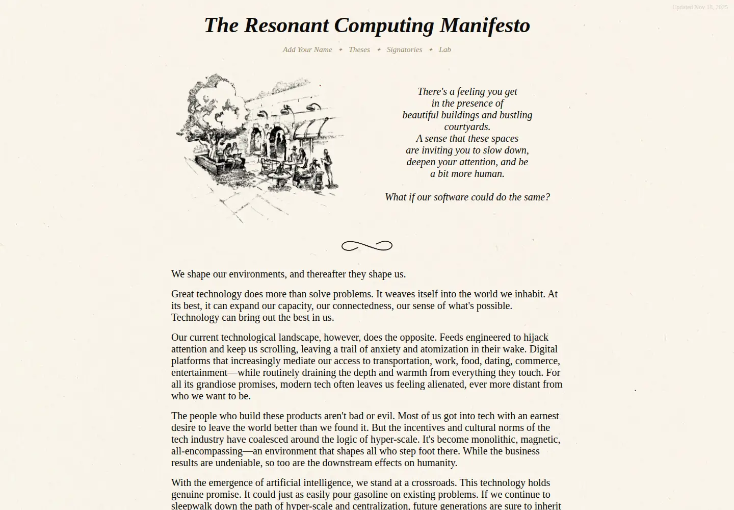 Captured homepage of resonantcomputing.org in the current scan