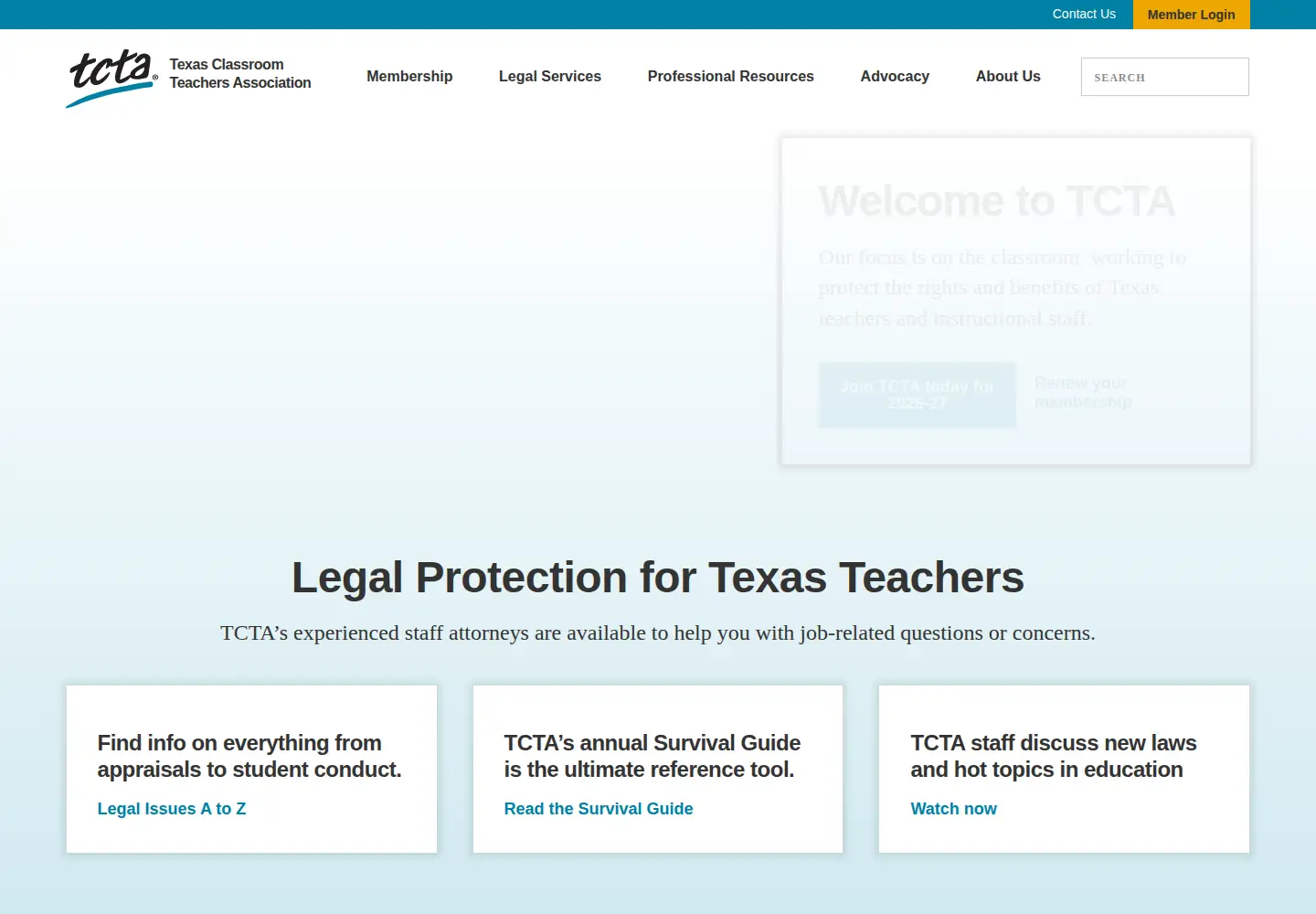 Captured homepage of tcta.org in the current scan