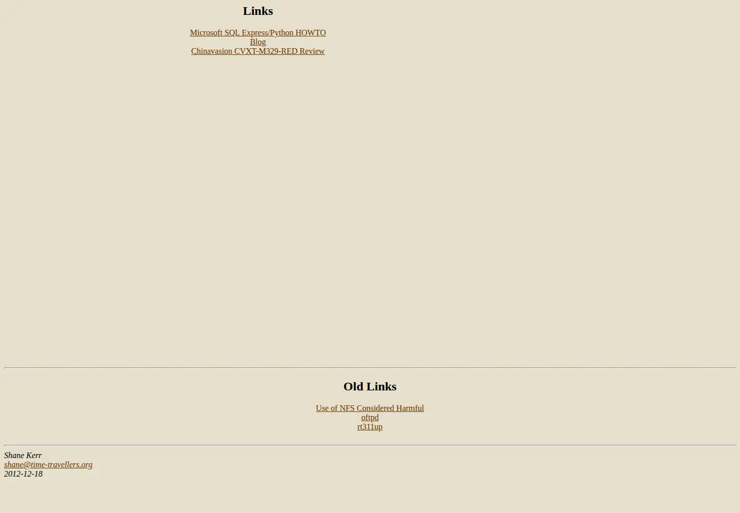 Captured homepage of time-travellers.org in the current scan