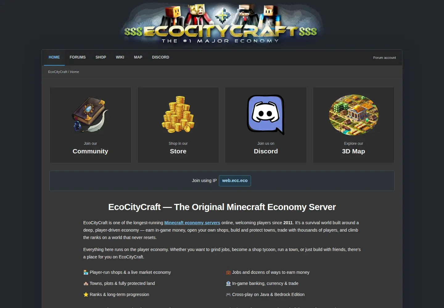 Screenshot of ecocitycraft.com