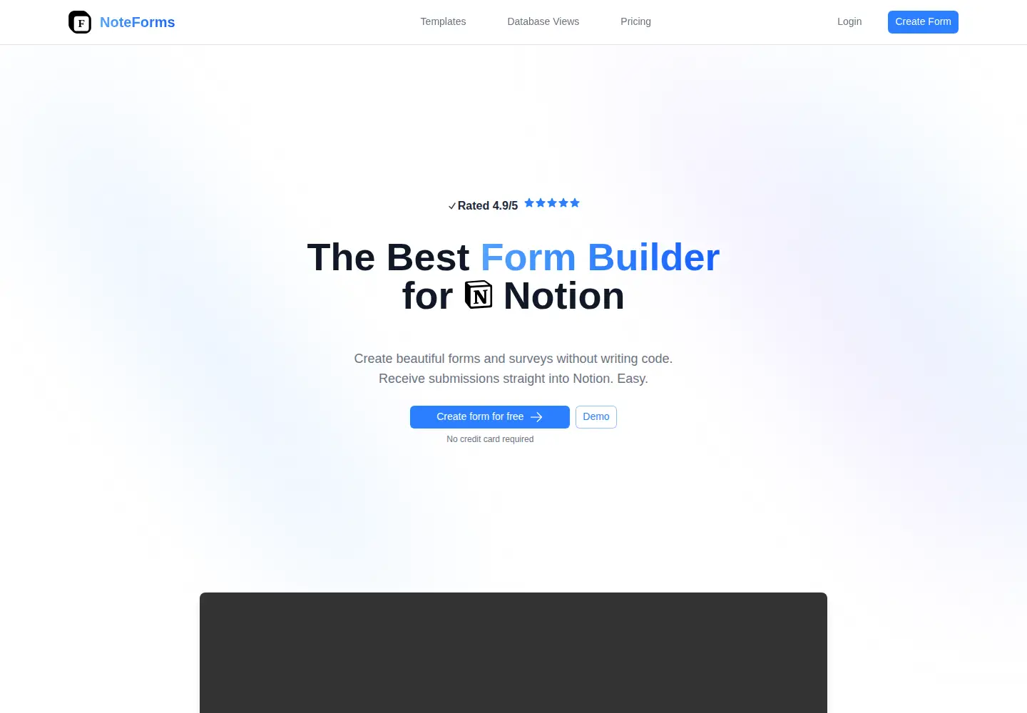 Screenshot of noteforms.com