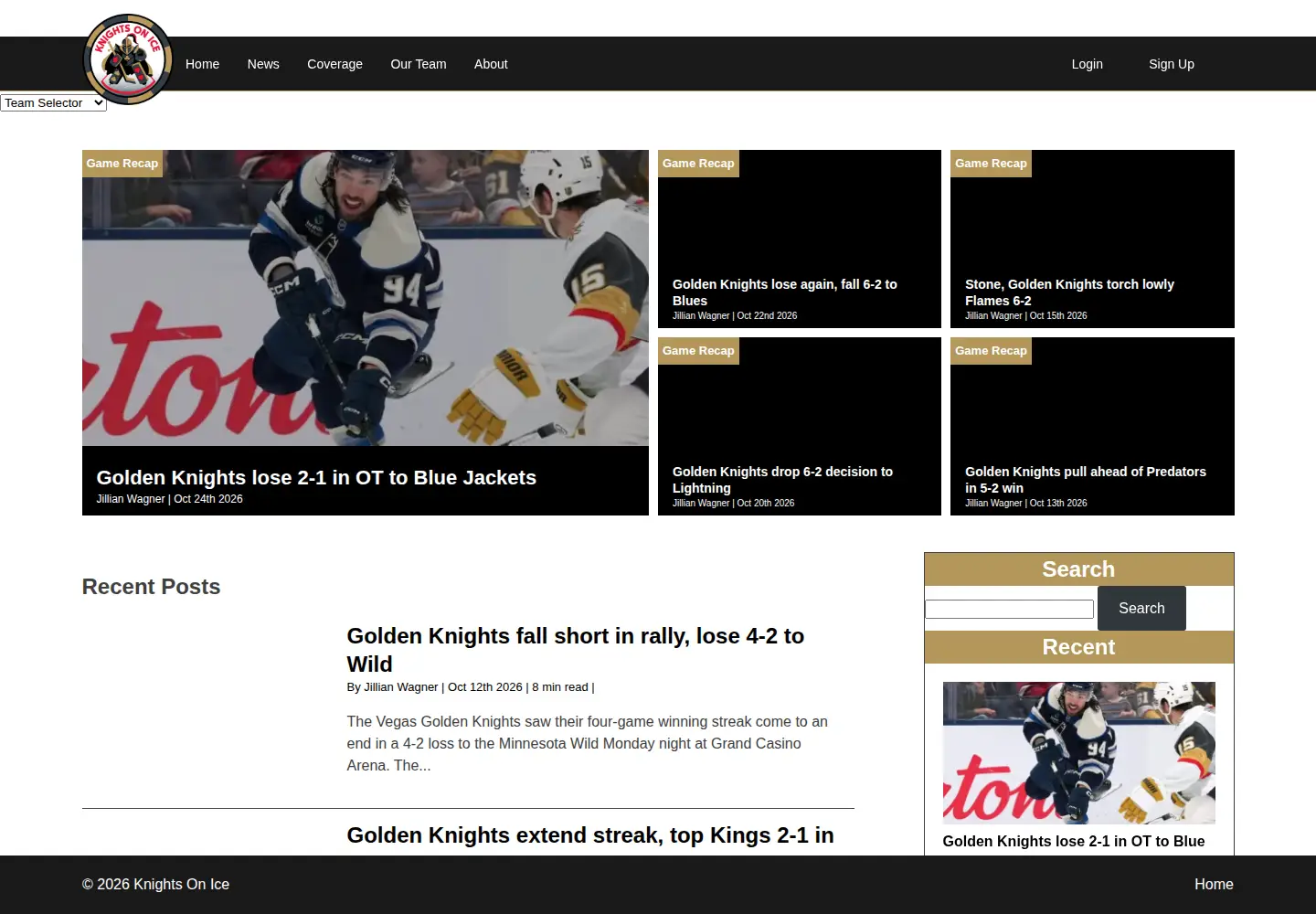 Screenshot of knightsonice.com