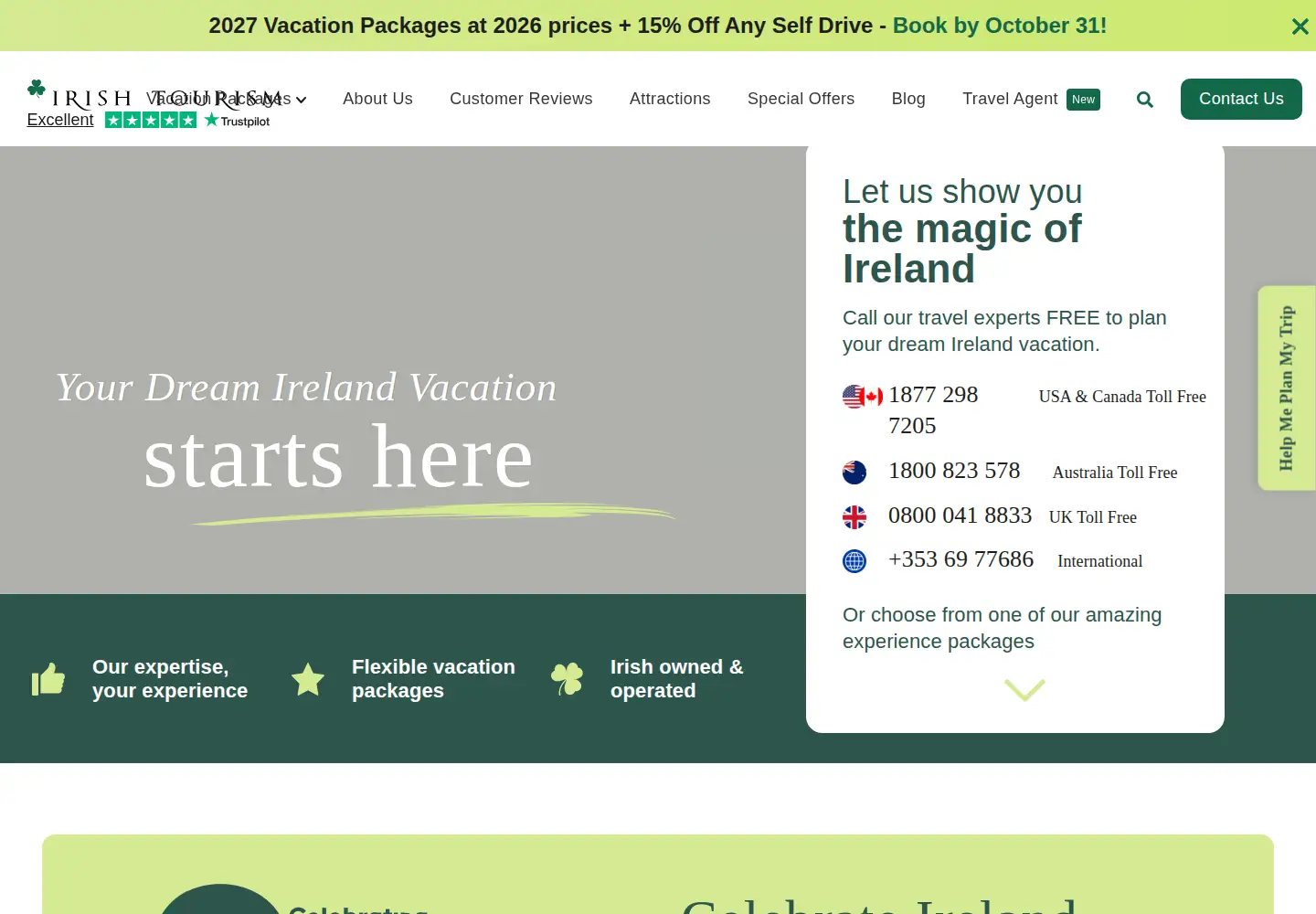 Captured homepage of irishtourism.com in the current scan