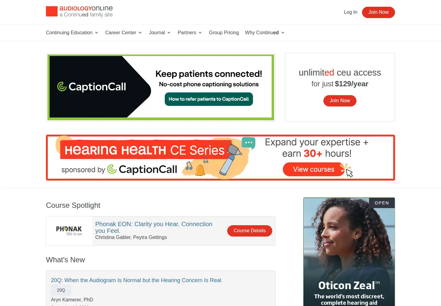 Screenshot of audiologyonline.com