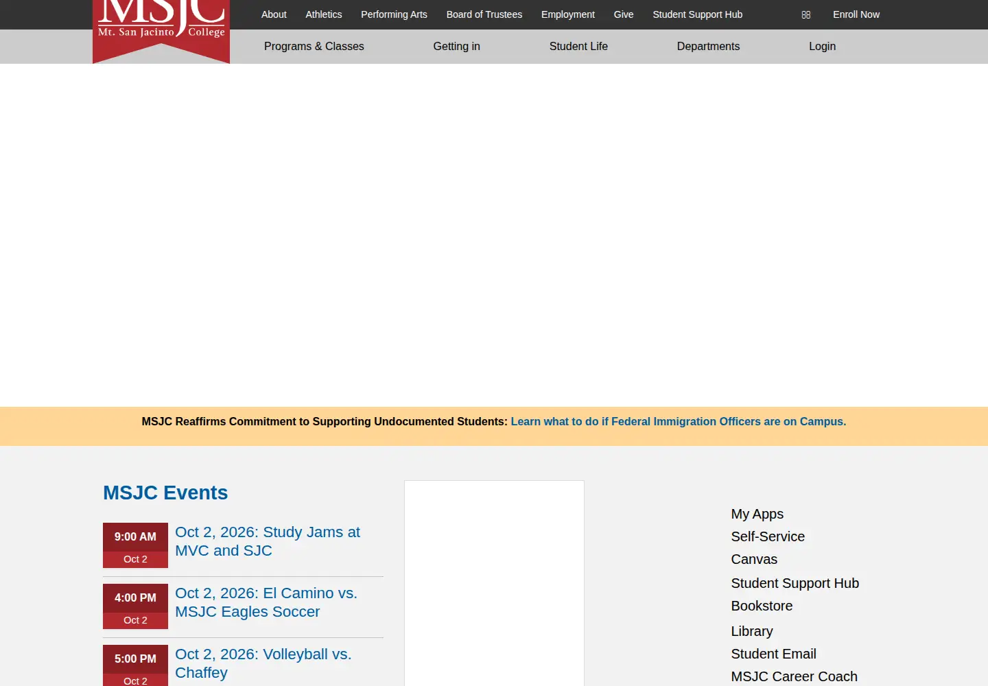 Screenshot of msjc.edu