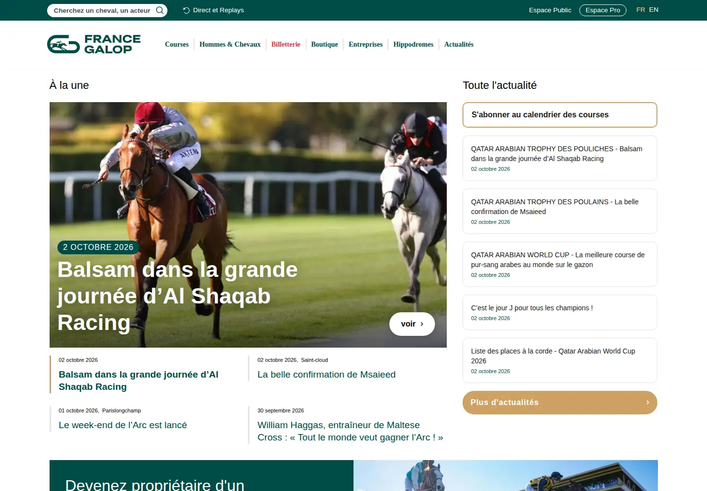 Screenshot of france-galop.com