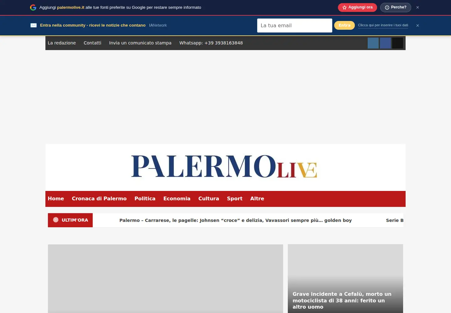 Captured homepage of palermolive.it in the current scan