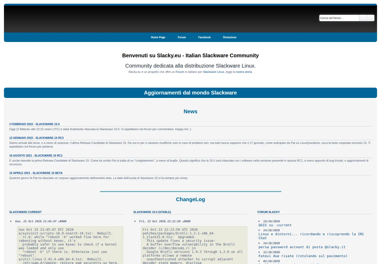 Captured homepage of slacky.eu in the current scan