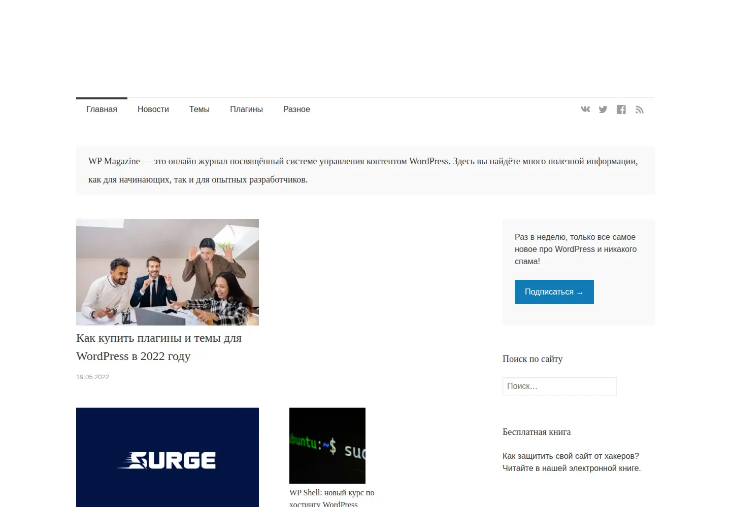 Captured homepage of wpmag.ru in the current scan