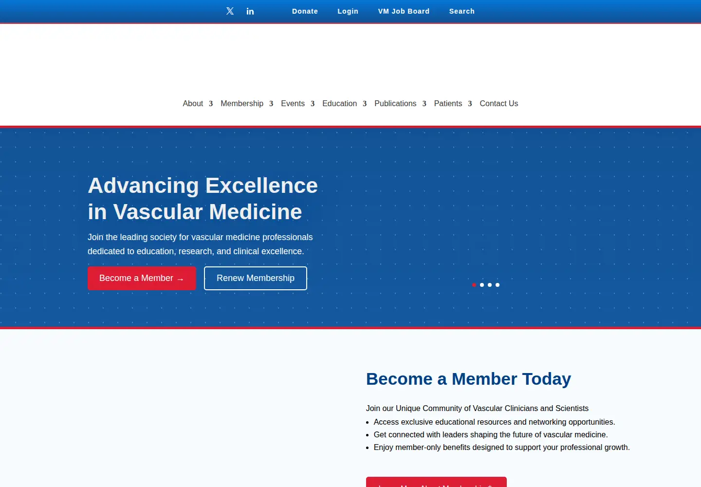 Captured homepage of vascularmed.org in the current scan