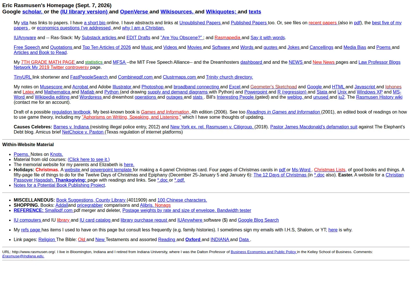 Captured homepage of rasmusen.org in the current scan