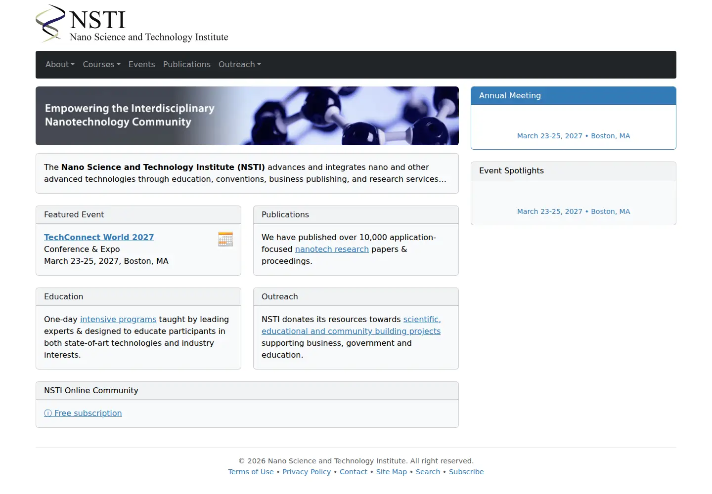 Screenshot of nsti.org