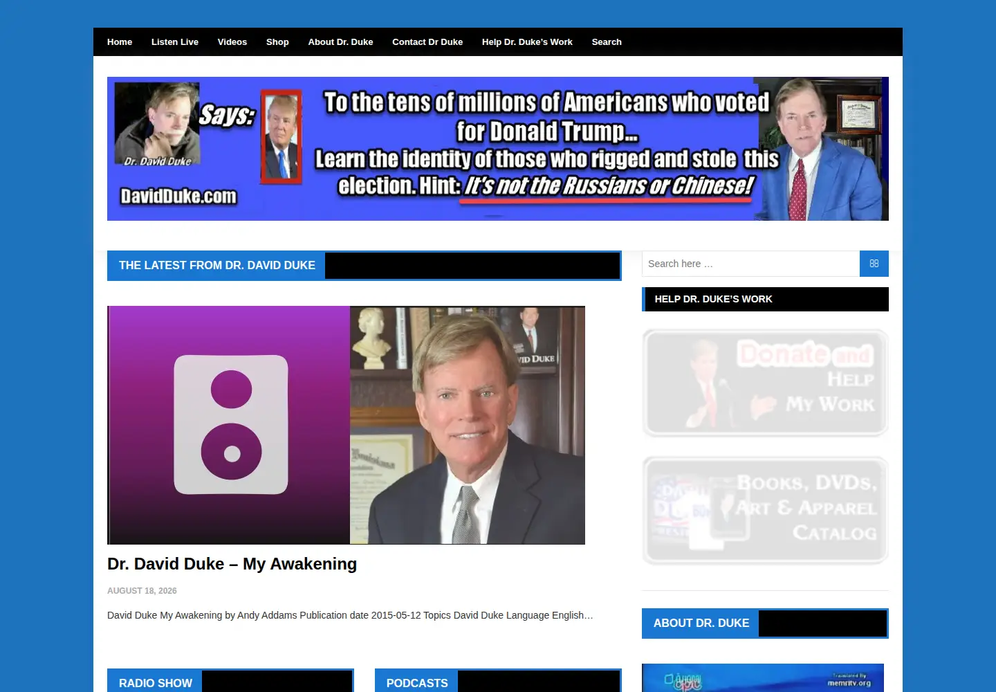 Screenshot of davidduke.com