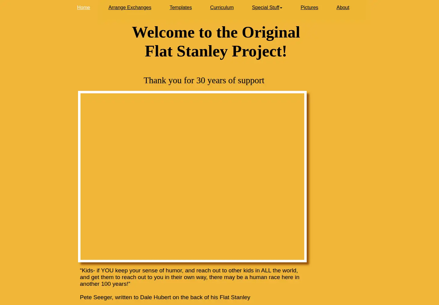 Captured homepage of flatstanleyproject.com in the current scan