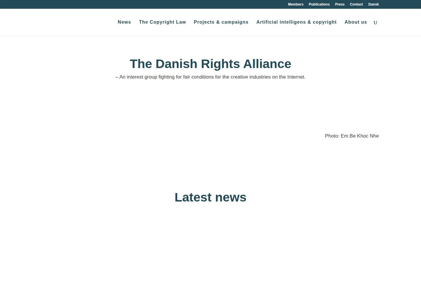 Captured homepage of rettighedsalliancen.com in the current scan