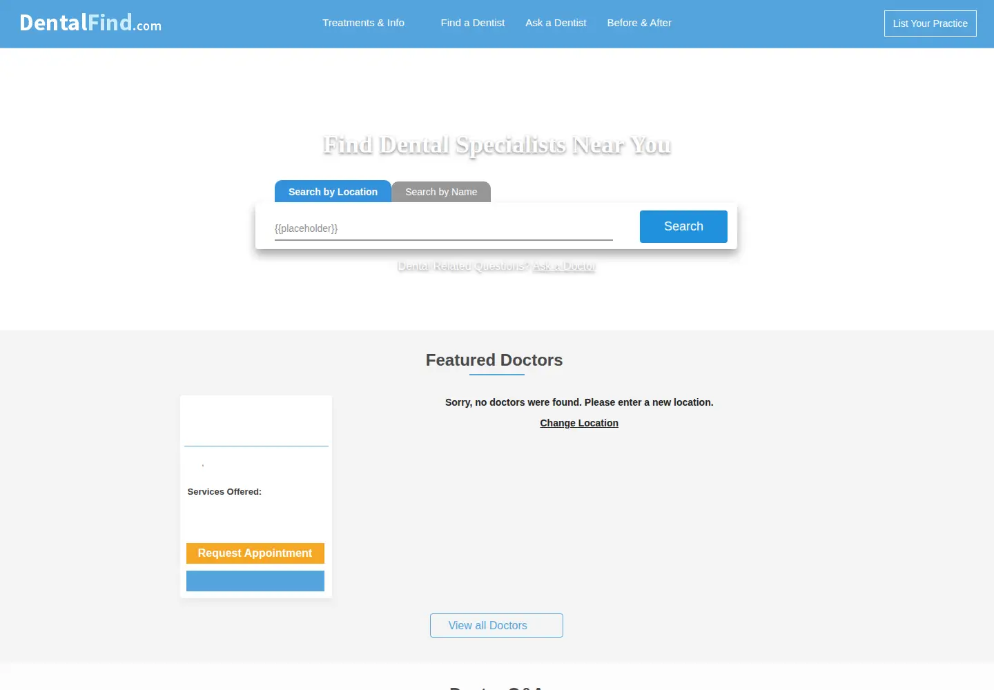 Screenshot of dentalfind.com