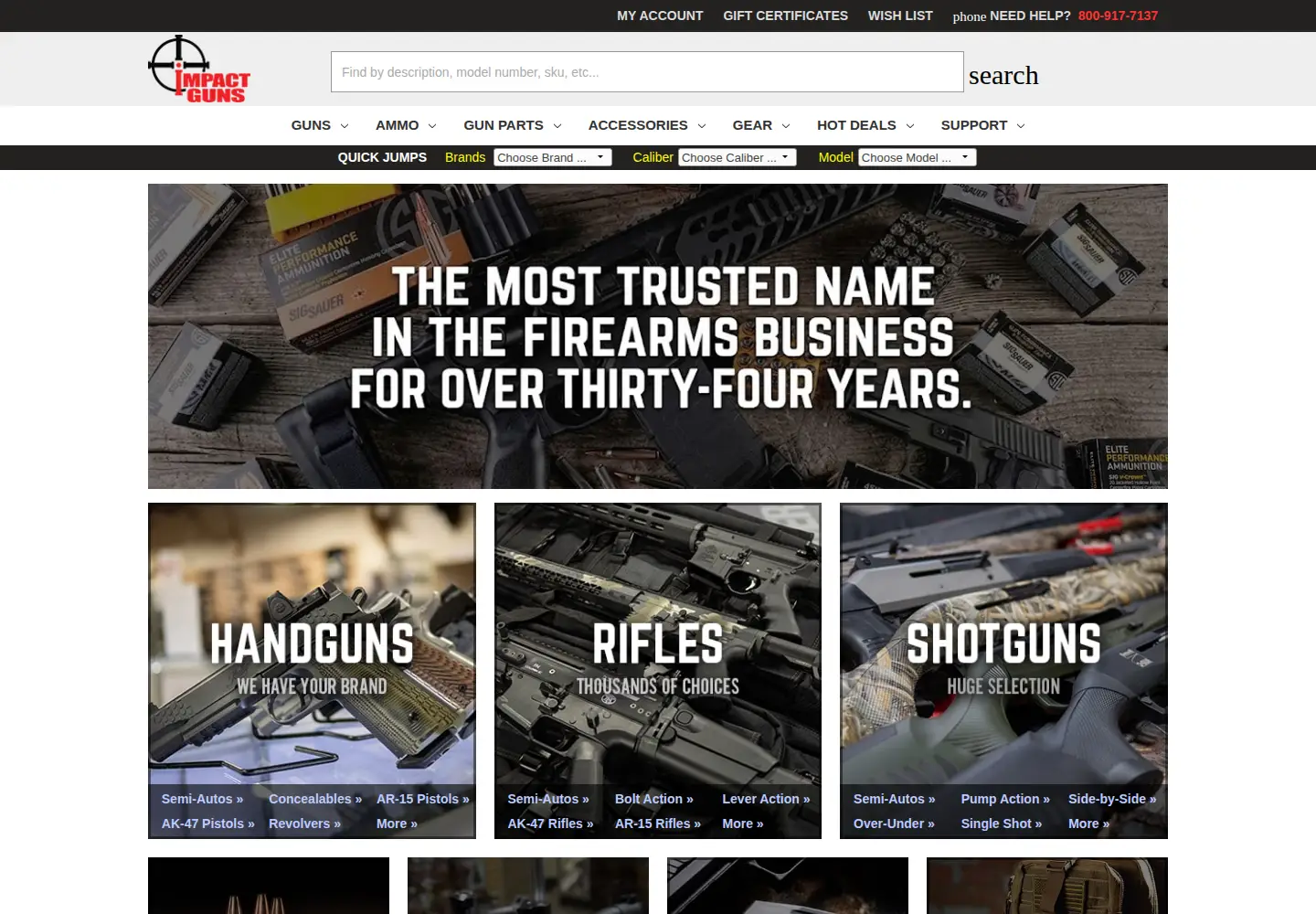 Captured homepage of impactguns.com in the current scan