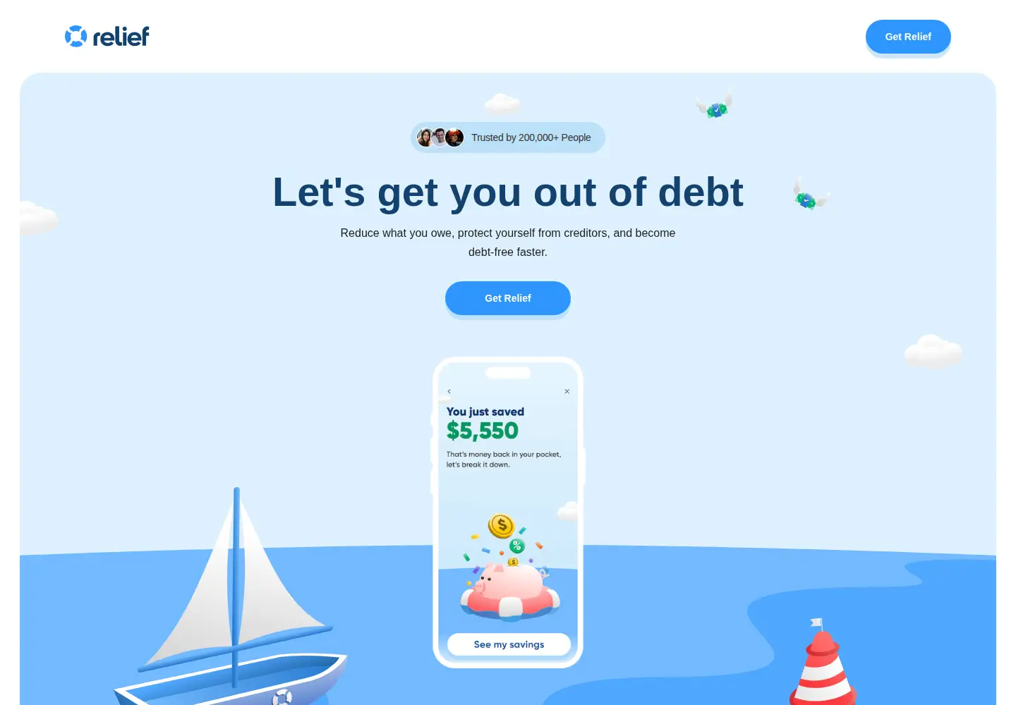 Screenshot of relief.app