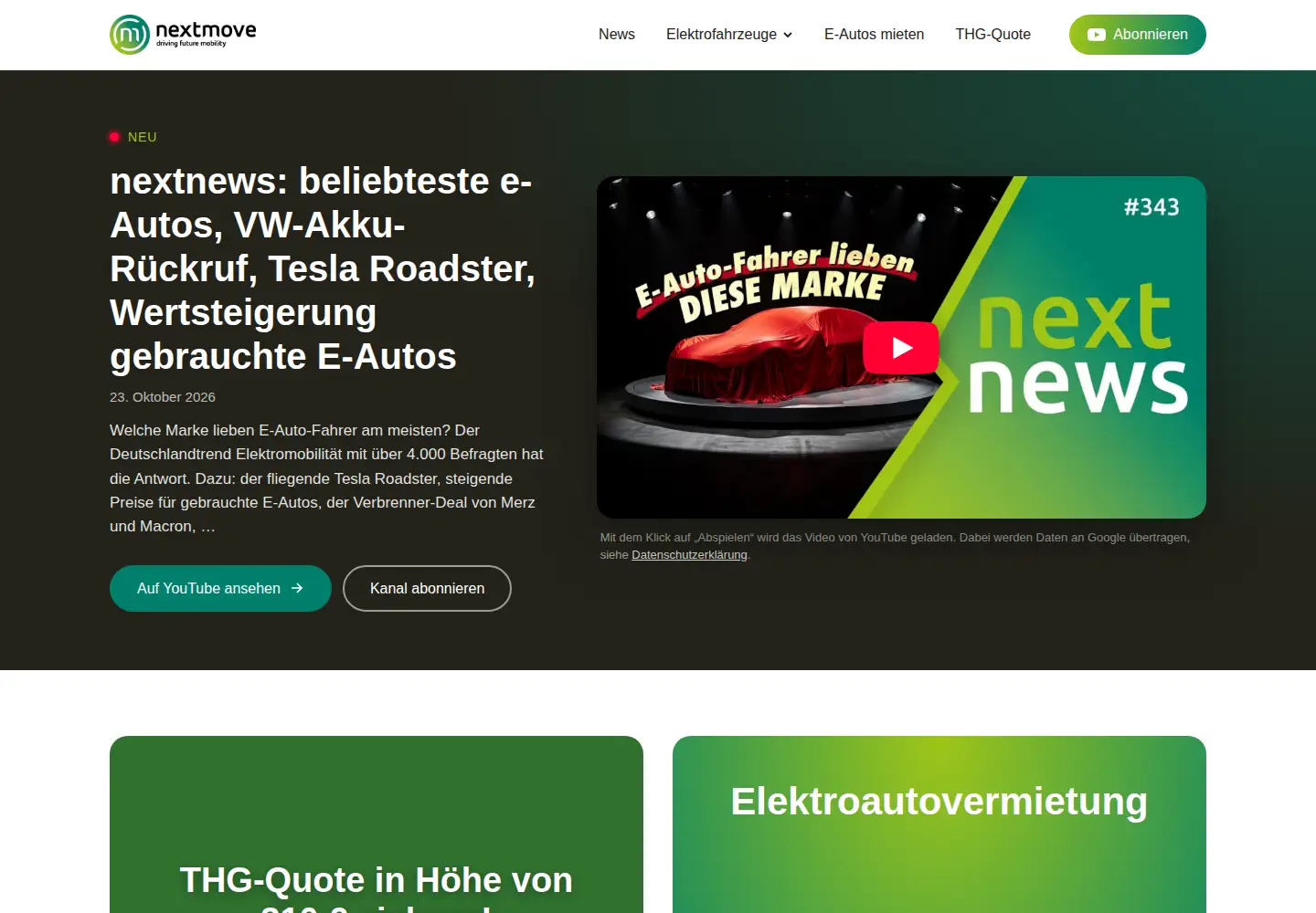 Captured homepage of nextmove.de in the current scan