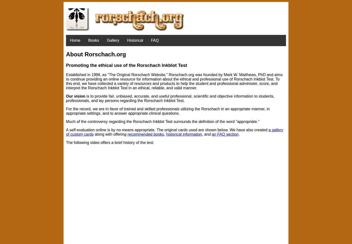 Captured homepage of rorschach.org in the current scan