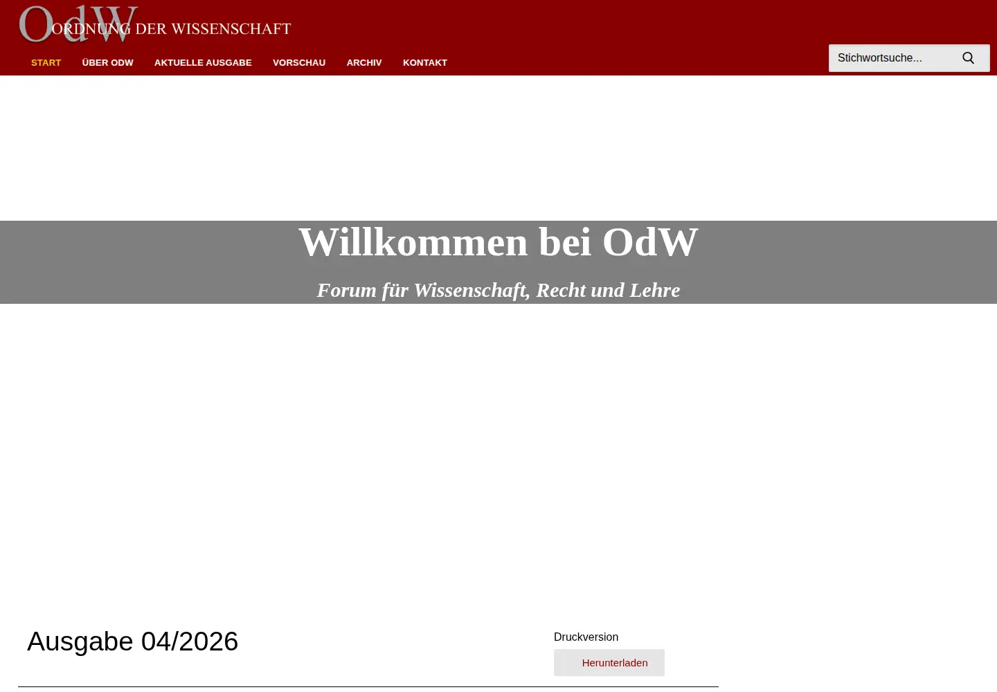 Captured homepage of ordnungderwissenschaft.de in the current scan