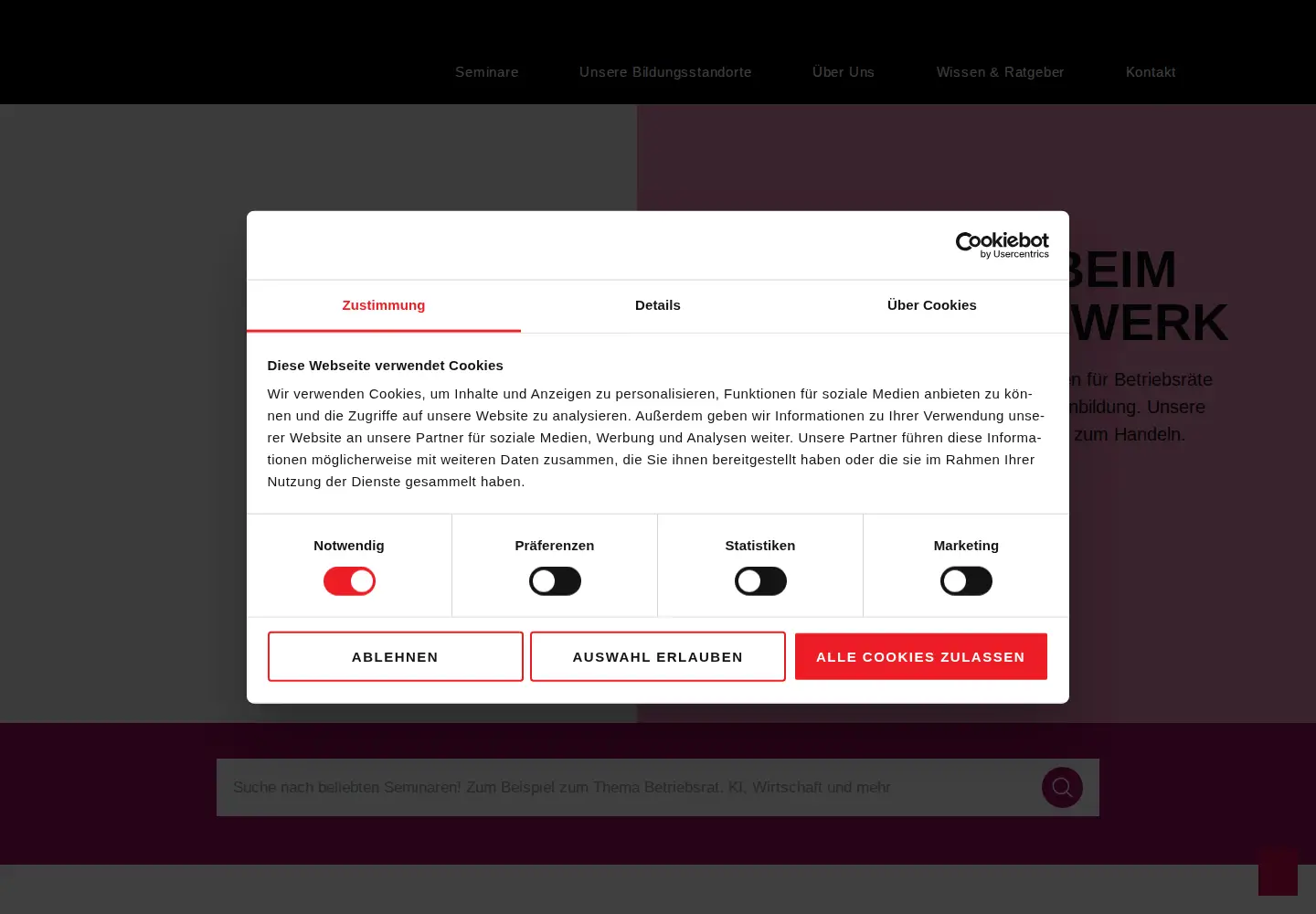 Screenshot of dgb-bildungswerk.de