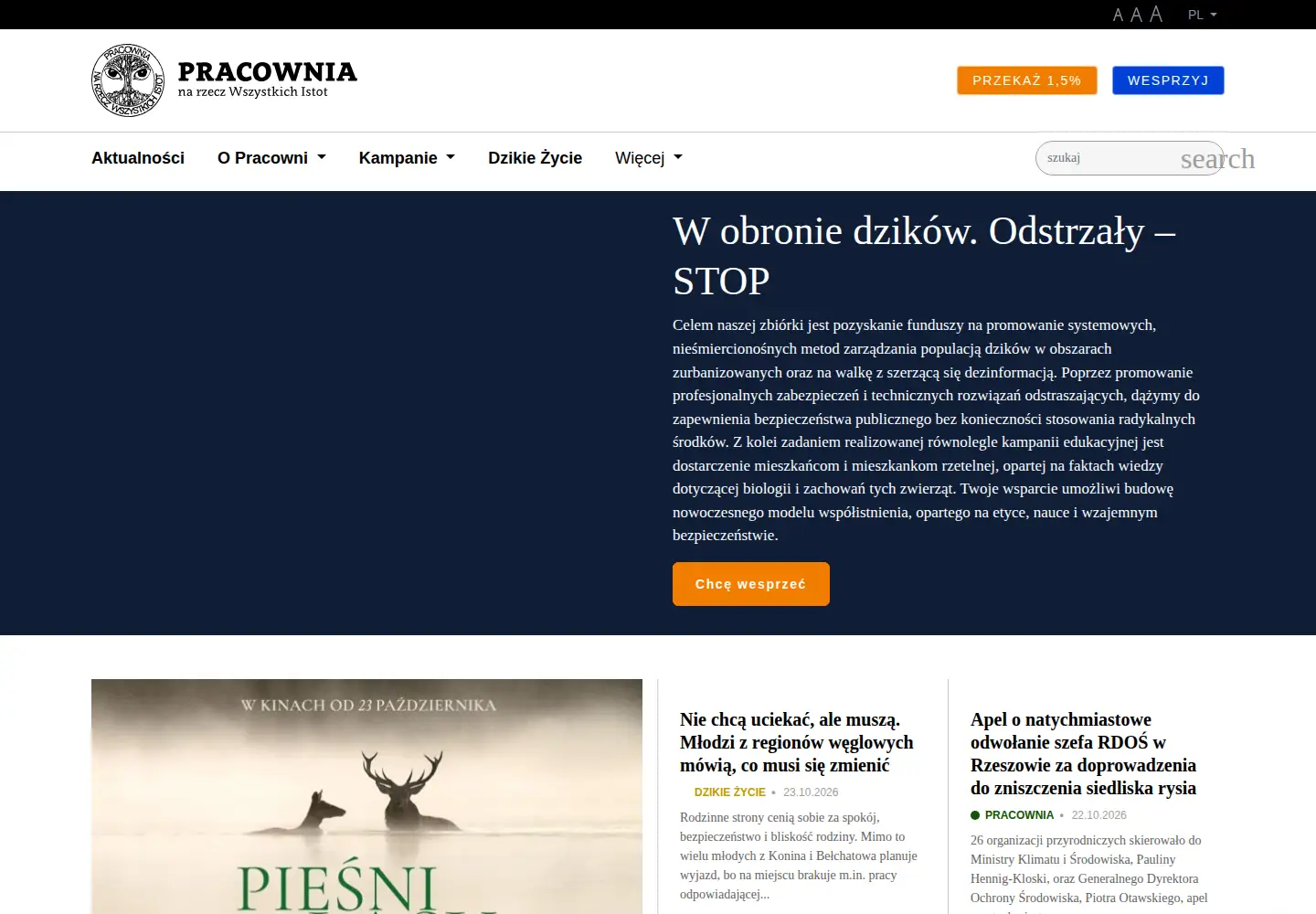 Captured homepage of pracownia.org.pl in the current scan