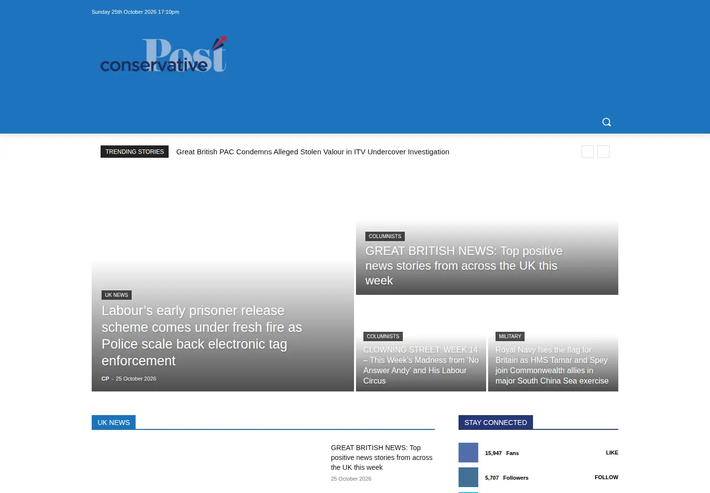 Captured homepage of conservativepost.co.uk in the current scan