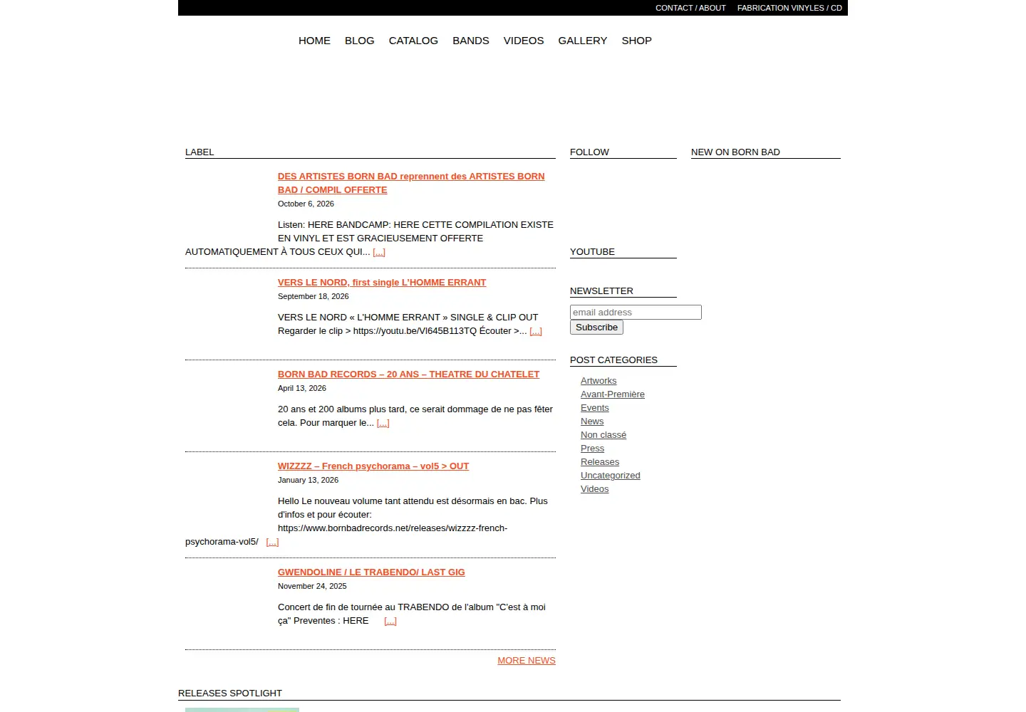 Screenshot of bornbadrecords.net