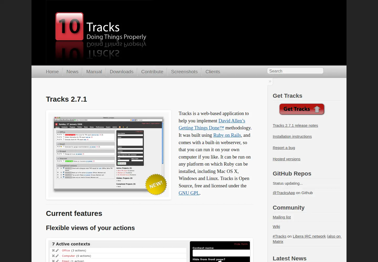 Captured homepage of getontracks.org in the current scan