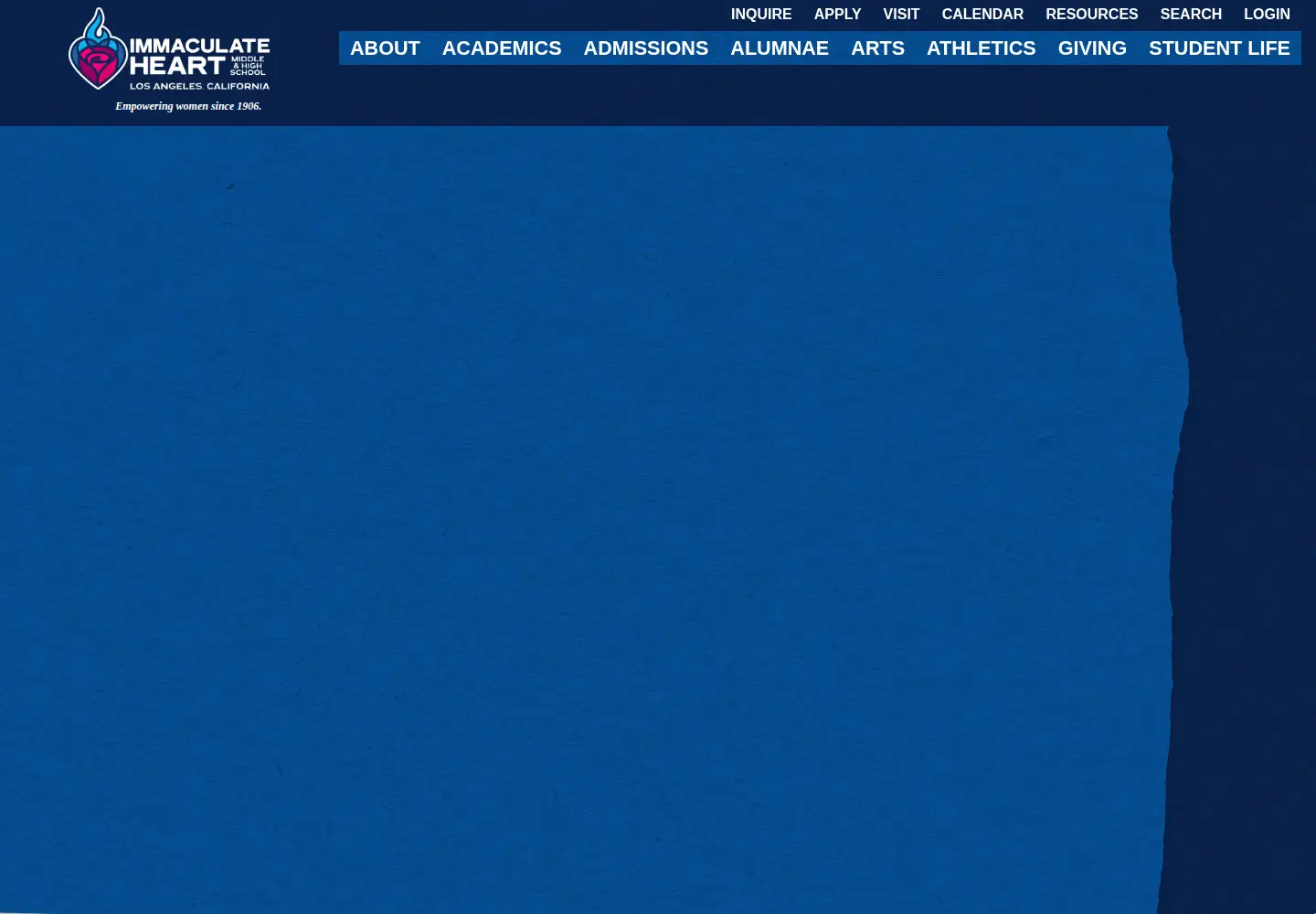 Screenshot of immaculateheart.org