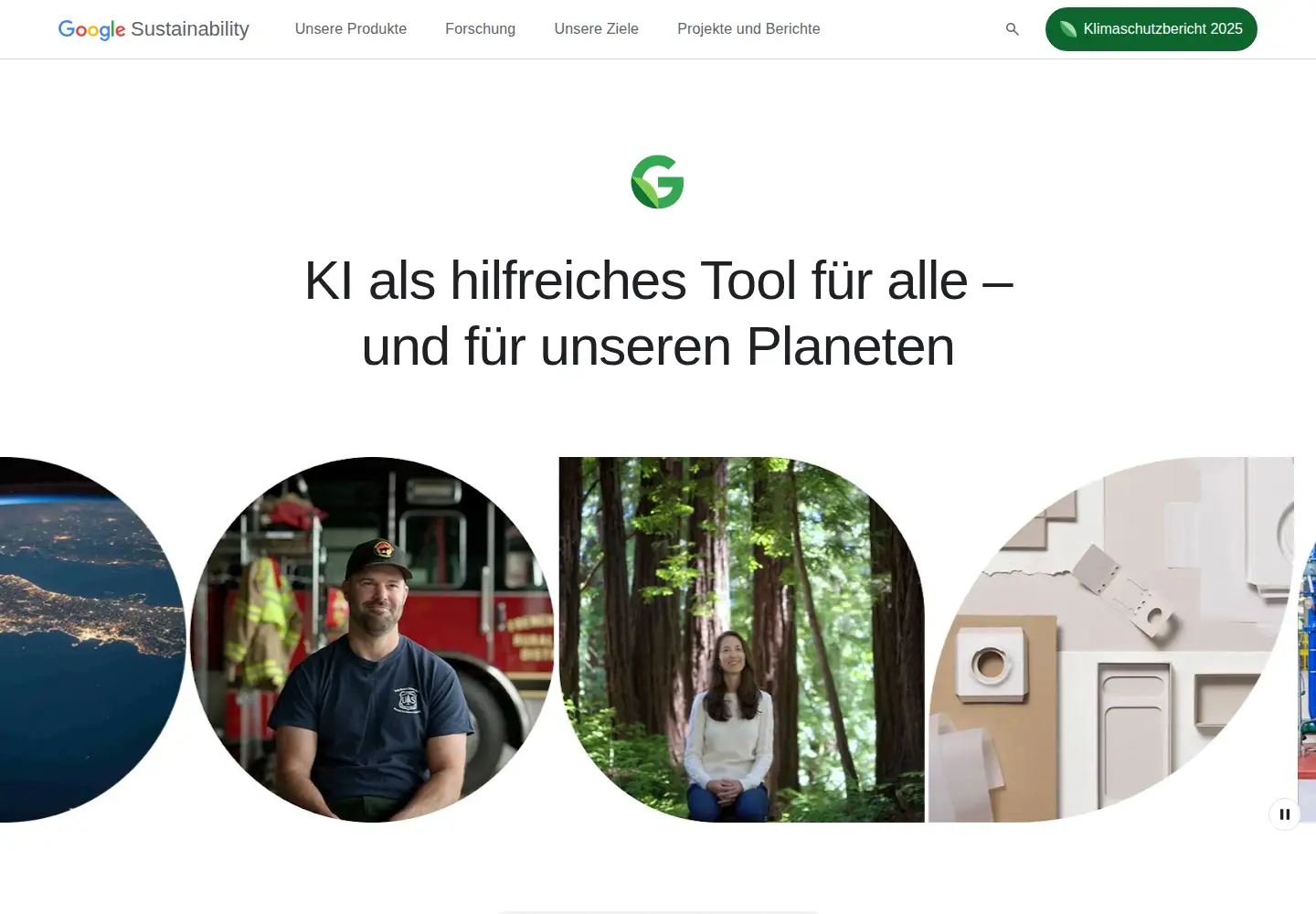 Screenshot of sustainability.google