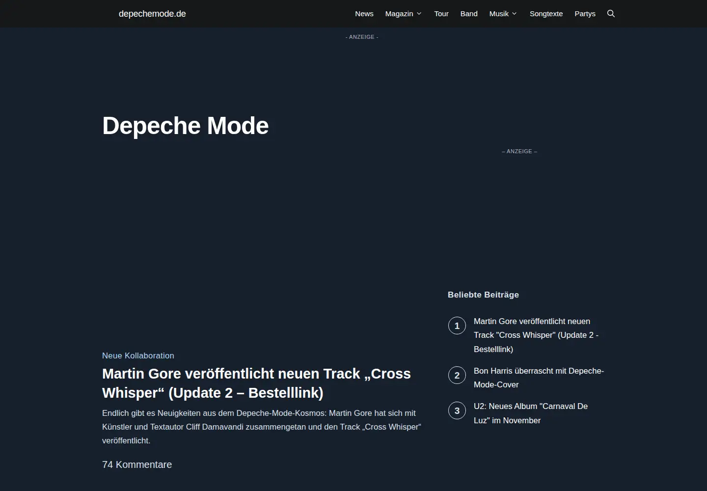 Screenshot of depechemode.de