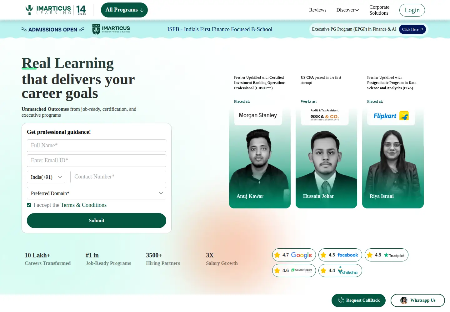 Screenshot of imarticus.org
