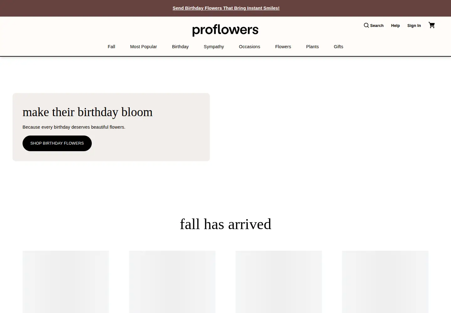 Screenshot of proflowers.com