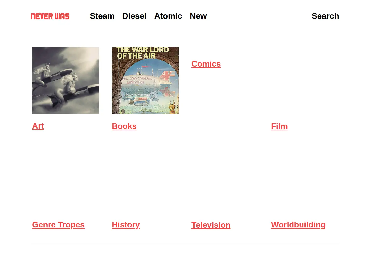 Captured homepage of neverwasmag.com in the current scan