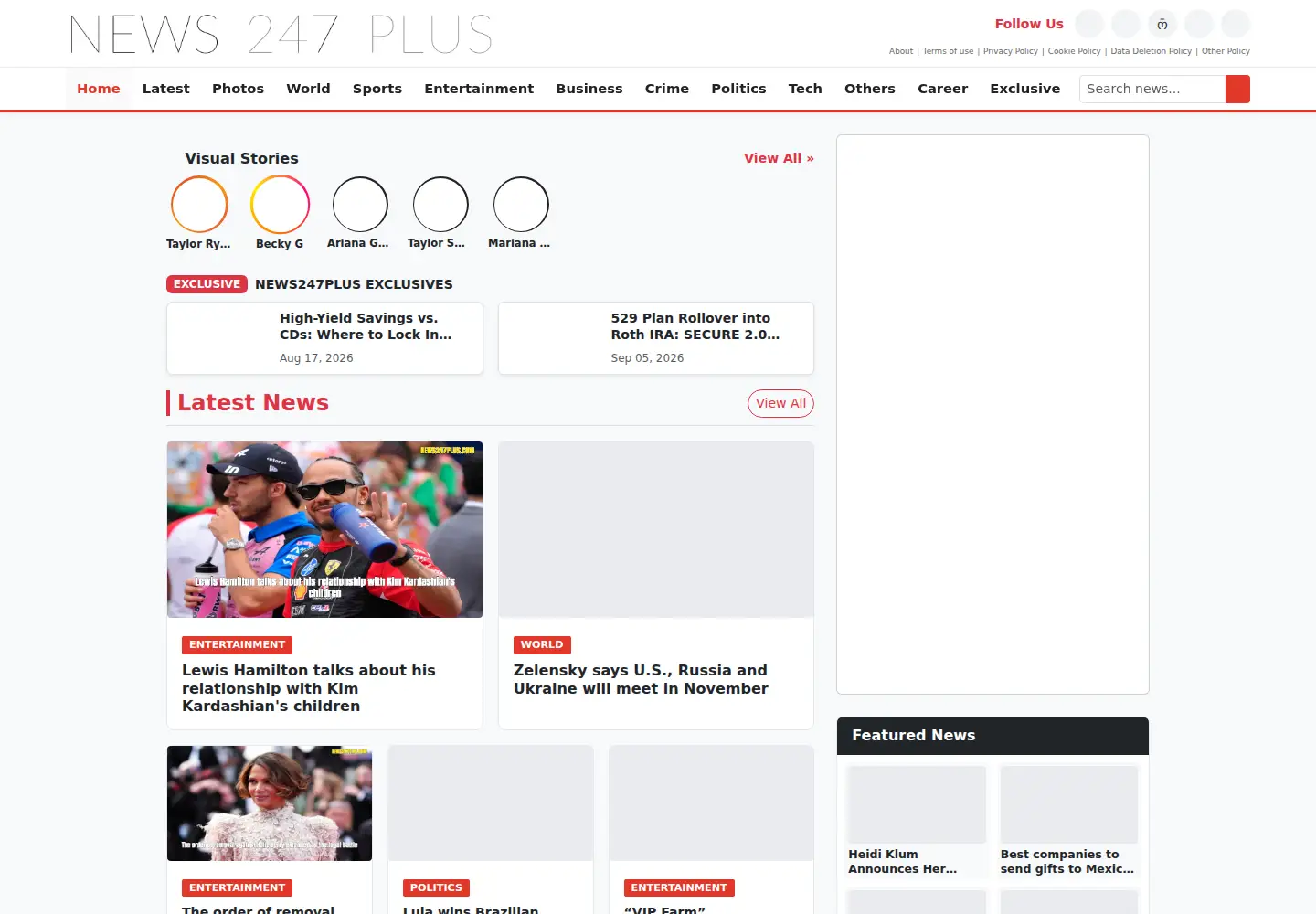 Screenshot of news247plus.com