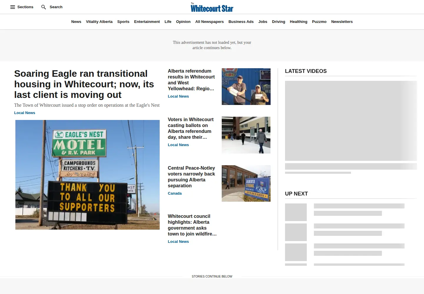 Screenshot of whitecourtstar.com