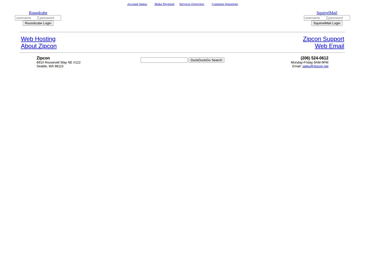 Captured homepage of zipcon.net in the current scan