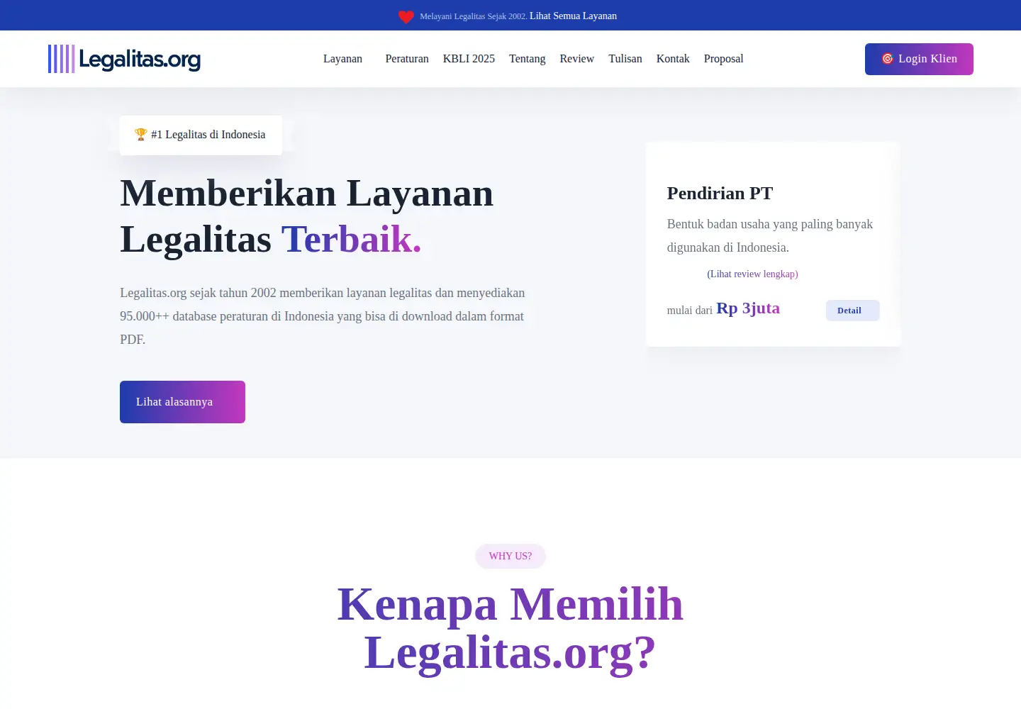 Captured homepage of legalitas.org in the current scan