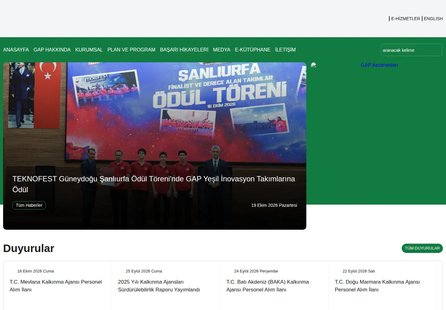 Screenshot of gap.gov.tr