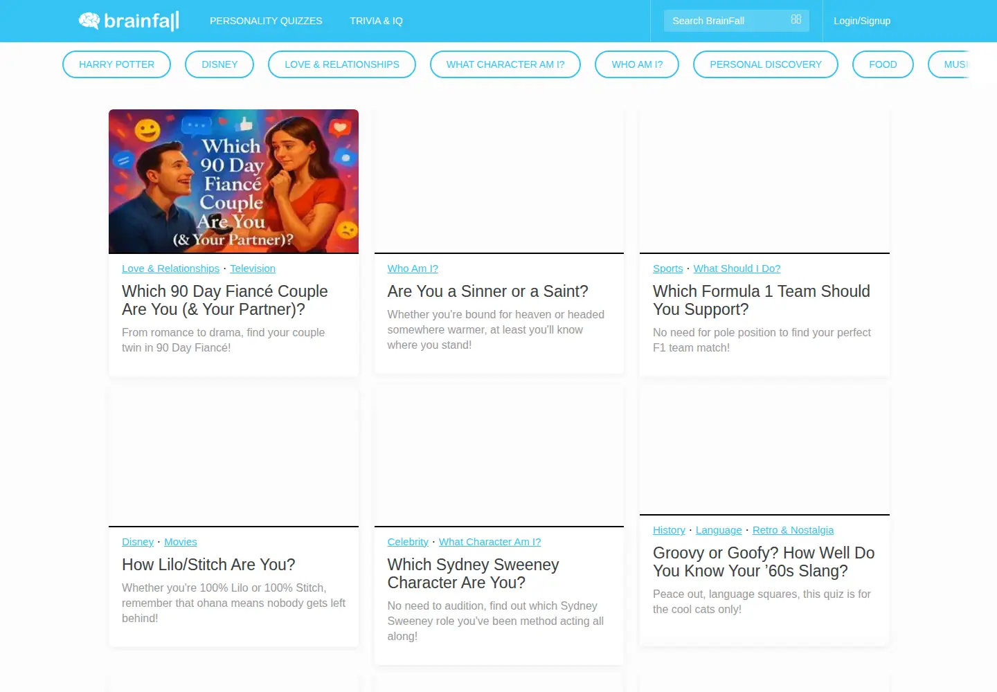 Screenshot of brainfall.com