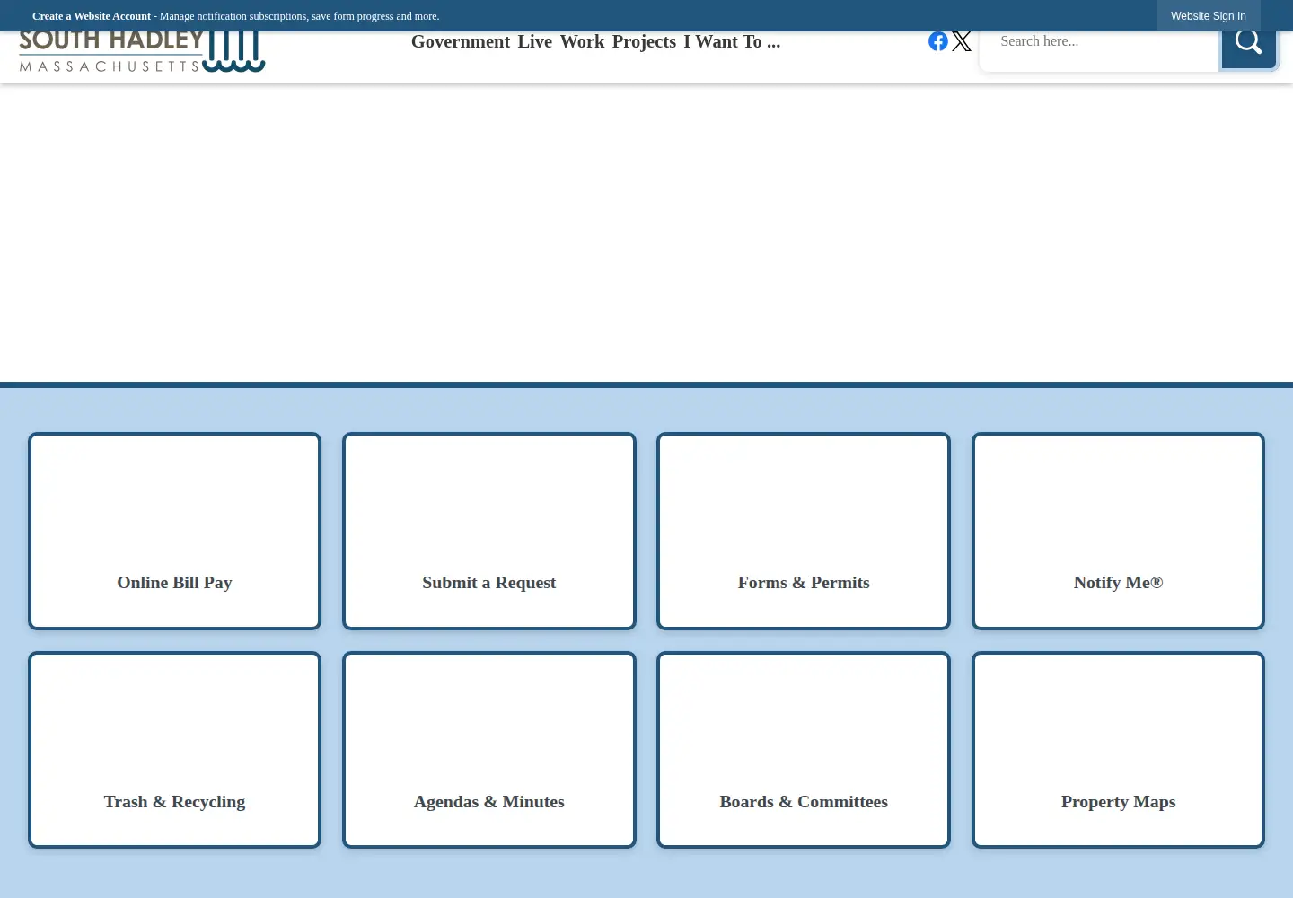 Captured homepage of southhadley.org in the current scan