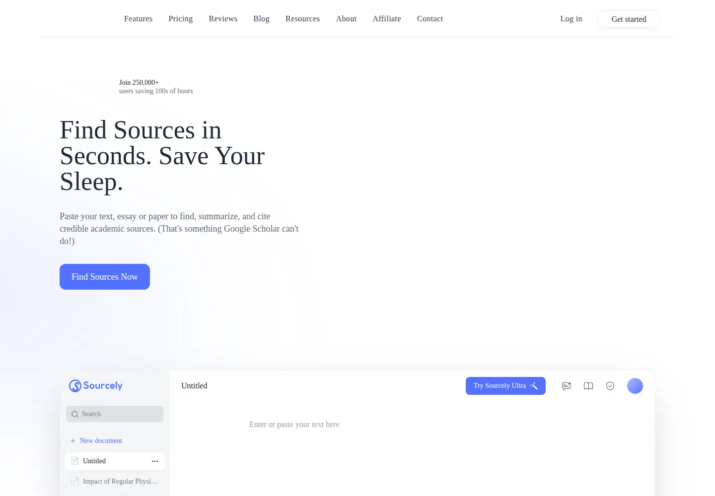 Screenshot of sourcely.net