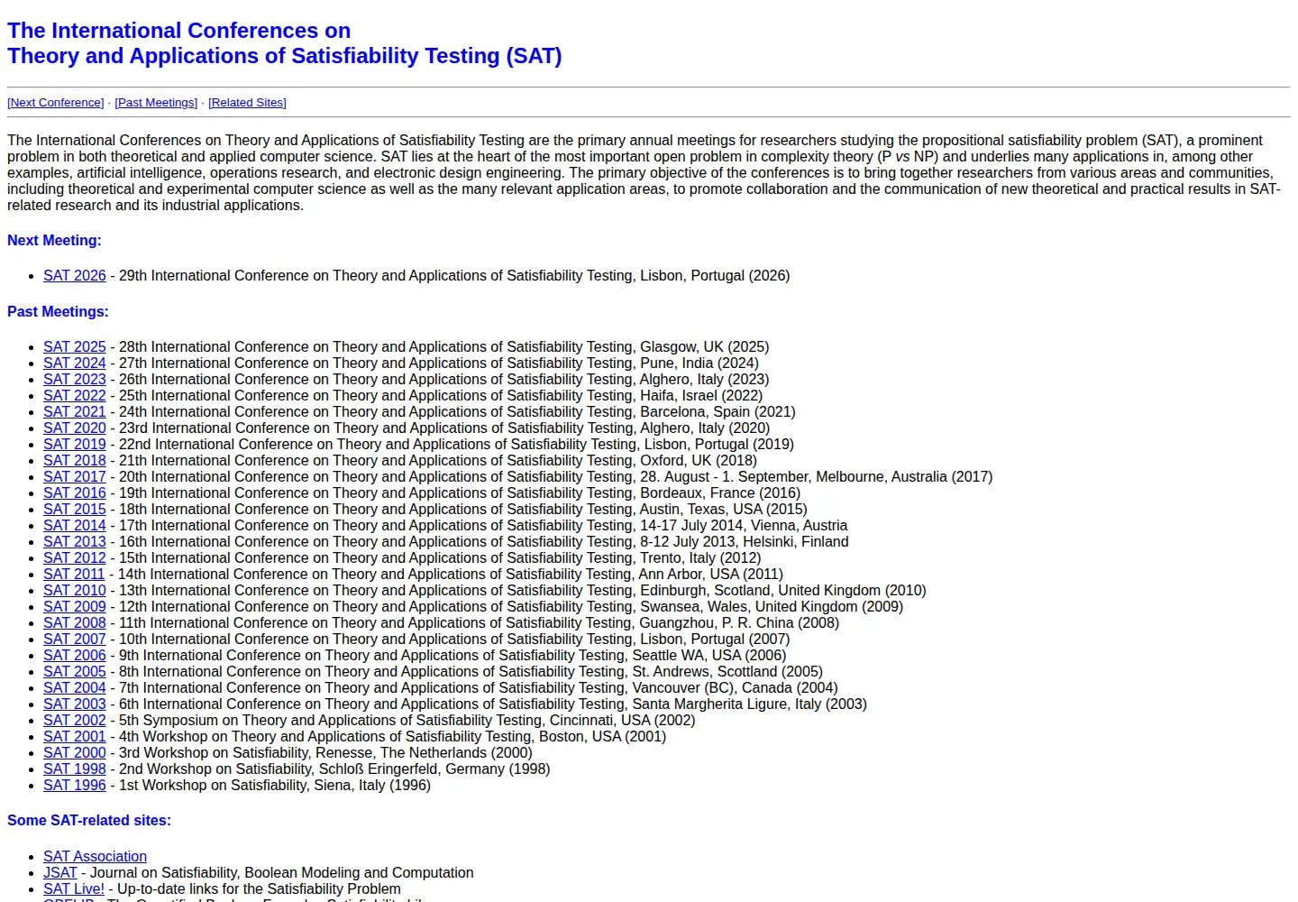 Screenshot of satisfiability.org