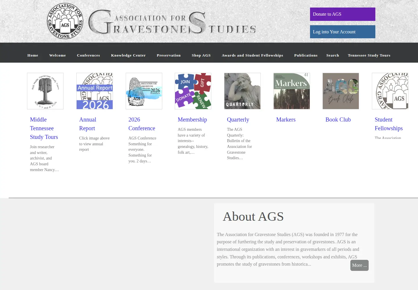 Screenshot of gravestonestudies.org