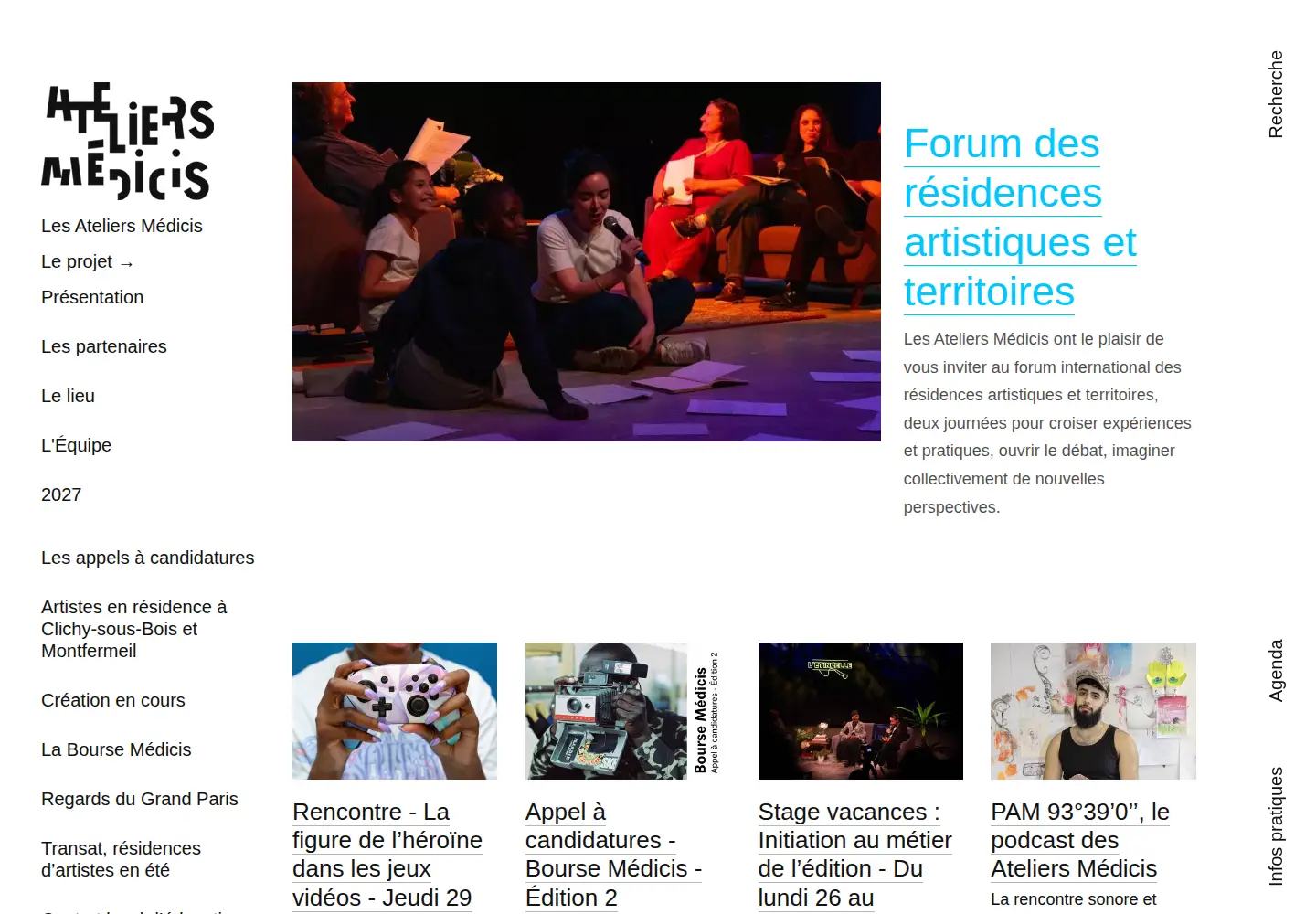 Screenshot of ateliersmedicis.fr
