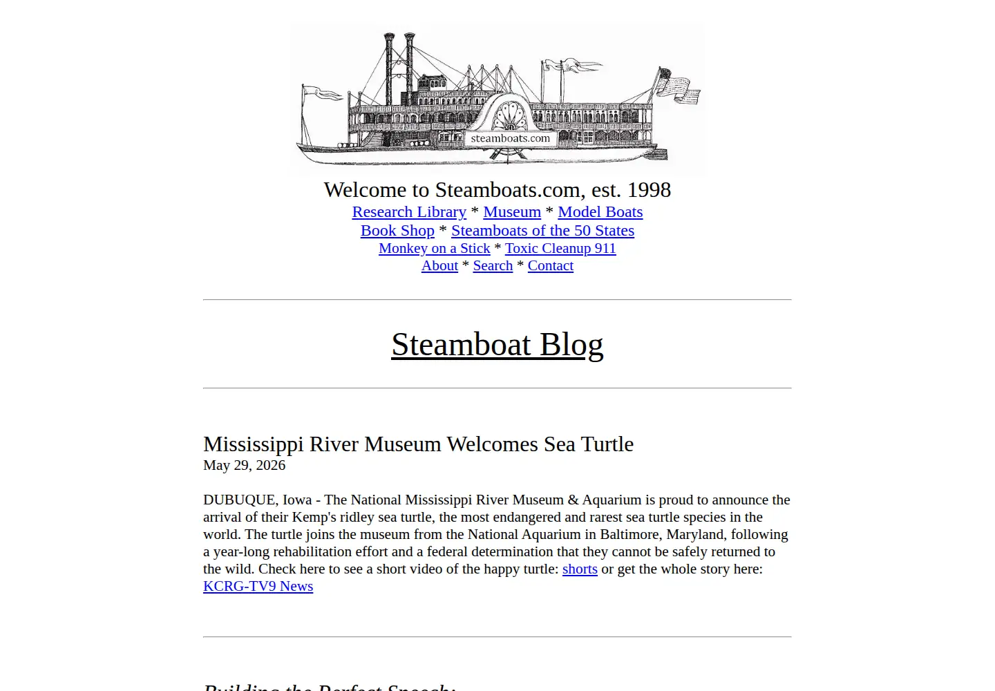 Screenshot of steamboats.com